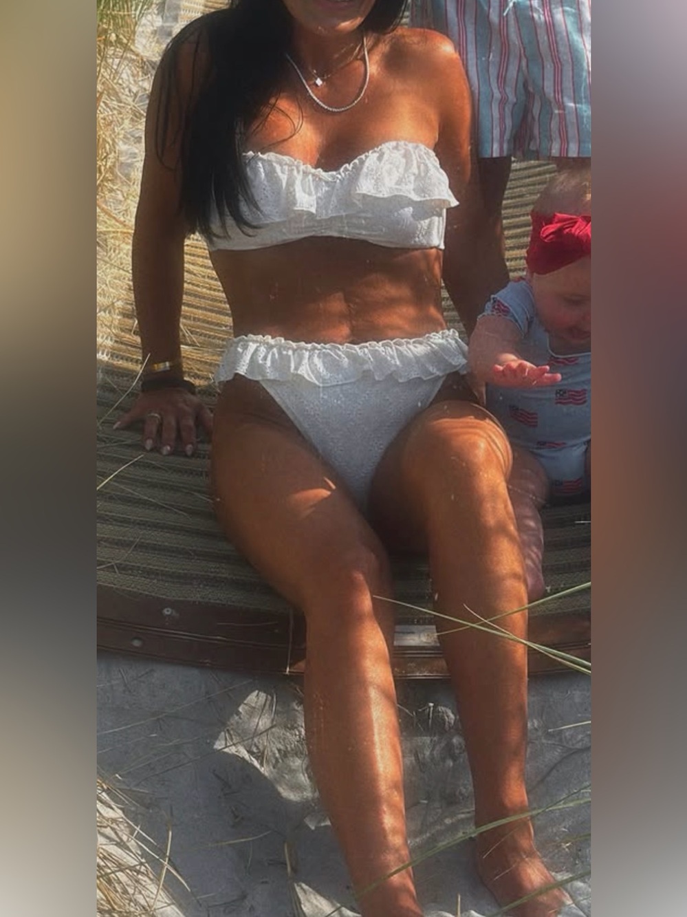wild fable Cream Eyelet Ruffle Bikini Set